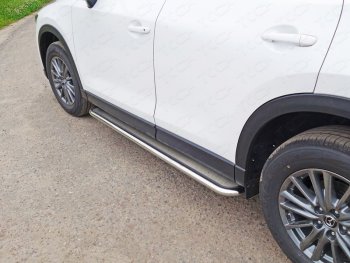 39 799 р. Пороги с площадкой 42,4 мм ТСС Тюнинг  Mazda CX-5  KF (2016-2024) (нержавейка). Увеличить фотографию 1