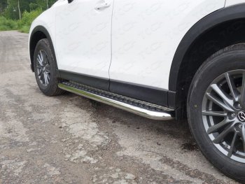 35 599 р. Пороги с площадкой 60,3 мм ТСС Тюнинг  Mazda CX-5  KF (2016-2024) (серые). Увеличить фотографию 1