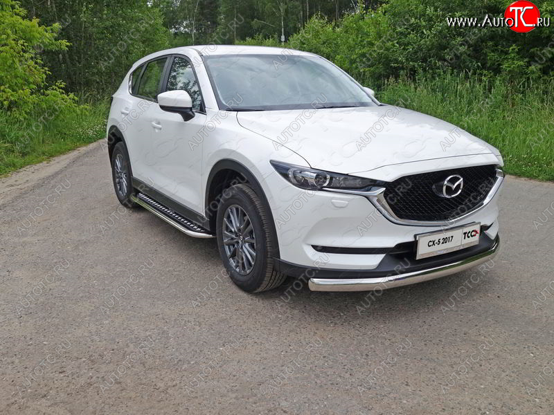 45 999 р. Пороги с площадкой 75х42 мм ТСС Тюнинг  Mazda CX-5  KF (2016-2024) (серые)