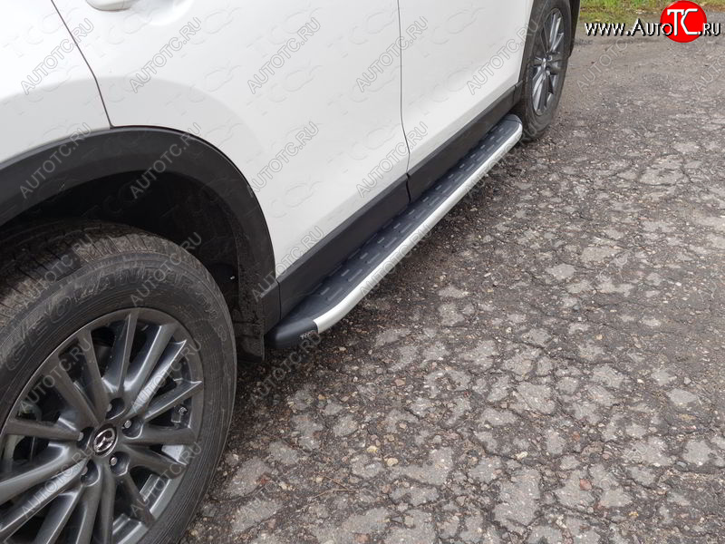 19 999 р. Пороги алюминиевые с пластиковой накладкой ТСС Тюнинг  Mazda CX-5  KF (2016-2024) (серые)