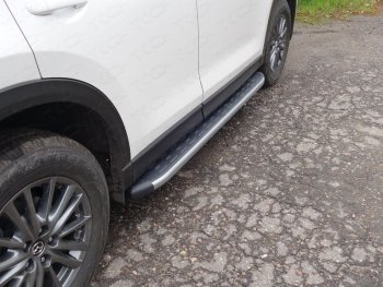 Пороги алюминиевые с пластиковой накладкой ТСС Тюнинг Mazda CX-5 KF (2016-2024)