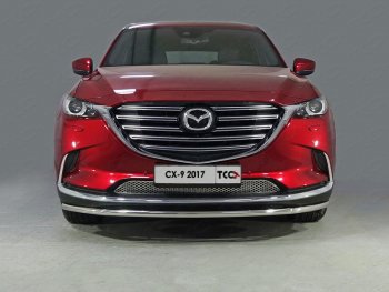 Защита переднего бампера нижняя d42,4 мм ТСС Тюнинг Mazda CX-9 TC дорестайлинг (2015-2024)  (нержавейка)