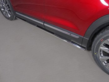 34 749 р. Пороги овальные с накладкой 75х42 мм ТСС Тюнинг  Mazda CX-9  TC (2015-2024) (серые). Увеличить фотографию 1