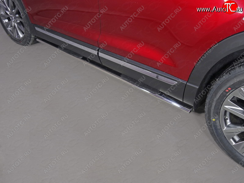 34 749 р. Пороги овальные с накладкой 75х42 мм ТСС Тюнинг  Mazda CX-9  TC (2015-2024) (серые)