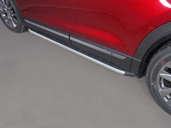 19 999 р. Пороги алюминиевые с пластиковой накладкой ТСС Тюнинг  Mazda CX-9  TB (2007-2009) (серые). Увеличить фотографию 1