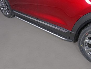 21 349 р. Пороги алюминиевые с пластиковой накладкой ТСС Тюнинг  Mazda CX-9  TC (2015-2024) (карбон серые). Увеличить фотографию 1