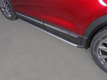 Пороги алюминиевые с пластиковой накладкой, ТСС Тюнинг Mazda (Мазда) CX-9 (ЦХ-9)  TC (2015-2024) TC дорестайлинг  (карбон серебро)