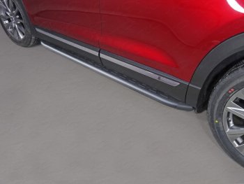 Пороги алюминиевые с пластиковой накладкой ТСС Тюнинг Mazda (Мазда) CX-9 (ЦХ-9)  TC (2015-2024) TC дорестайлинг  (карбон черные)