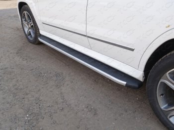 19 999 р. Пороги алюминиевые с пластиковой накладкой ТСС Тюнинг  Mercedes-Benz GLK class  X204 (2012-2015) (серые). Увеличить фотографию 1
