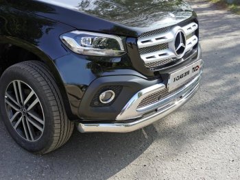 24 099 р. Защита переднего бампера нижняя овальная 75*42 мм ТСС Тюнинг  Mercedes-Benz X class  W470 (2017-2020) (нержавейка). Увеличить фотографию 1