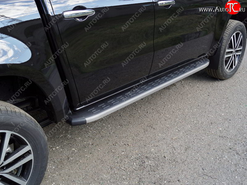 21 349 р. Пороги алюминиевые с пластиковой накладкой ТСС Тюнинг Mercedes-Benz X class W470 (2017-2020) (карбон серые)