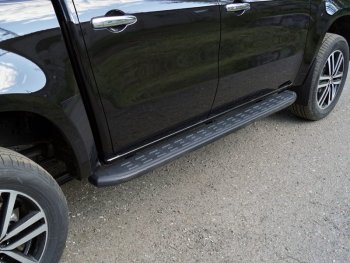 Пороги алюминиевые с пластиковой накладкой ТСС Тюнинг Mercedes-Benz (Мерседес-Бенс) X class (Х)  W470 (2017-2020) W470  (карбон черные)