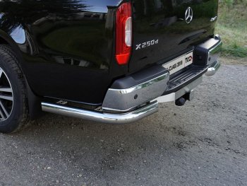 Защита задняя (уголки, нержавейка 76,1 мм) ТСС Тюнинг Mercedes-Benz (Мерседес-Бенс) X class (Х)  W470 (2017-2020) W470