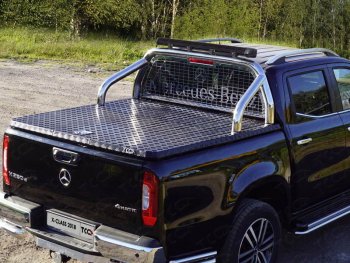 120 299 р. Защита кузова и заднего стекла (для крышки) со светодиодной фарой d 76,1 мм ТСС Тюнинг  Mercedes-Benz X class  W470 (2017-2020) (нержавейка). Увеличить фотографию 1