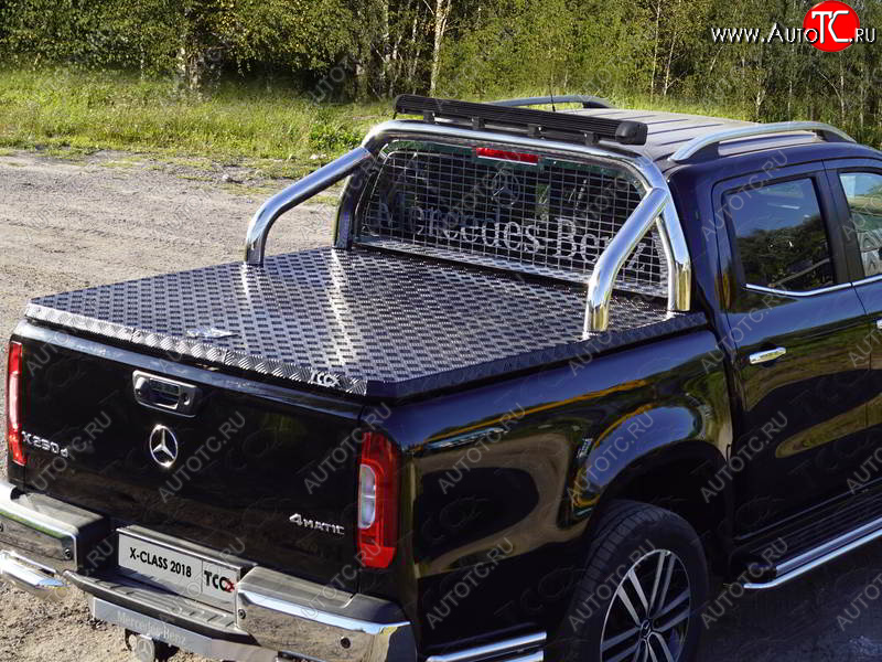 120 299 р. Защита кузова и заднего стекла (для крышки) со светодиодной фарой d 76,1 мм ТСС Тюнинг  Mercedes-Benz X class  W470 (2017-2020) (нержавейка)
