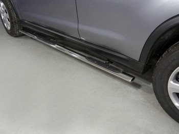 32 599 р. Пороги овальные с накладкой 75х42 мм ТСС Тюнинг  Mitsubishi ASX (2017-2020) (серые). Увеличить фотографию 1