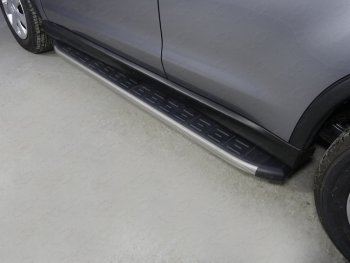 21 349 р. Пороги алюминиевые с пластиковой накладкой, ТСС Тюнинг  Mitsubishi ASX (2017-2020) (карбон). Увеличить фотографию 1