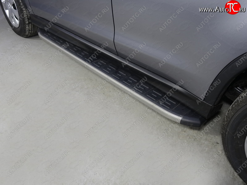 21 349 р. Пороги алюминиевые с пластиковой накладкой, ТСС Тюнинг  Mitsubishi ASX (2017-2020) (карбон)