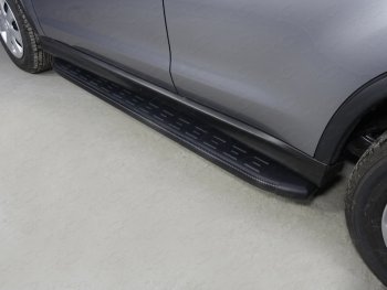 Пороги алюминиевые с пластиковой накладкой ТСС Тюнинг Mitsubishi (Митсубиси) ASX (АСХ) (2017-2020) 2-ой рестайлинг  (карбон черные)