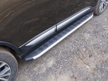 19 999 р. Пороги алюминиевые с пластиковой накладкой ТСС Тюнинг  Mitsubishi Outlander  XL (2010-2013) (серые). Увеличить фотографию 1