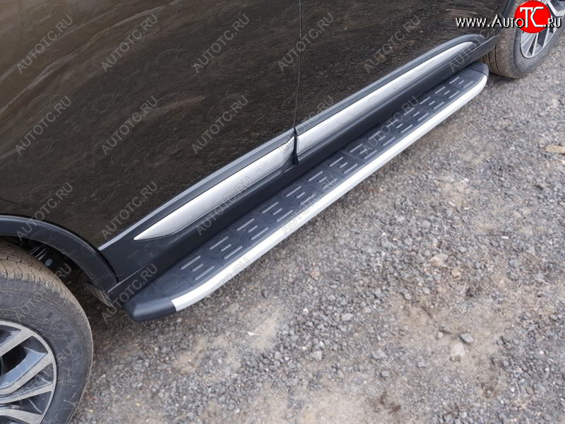 19 999 р. Пороги алюминиевые с пластиковой накладкой ТСС Тюнинг  Mitsubishi Outlander  XL (2010-2013) (серые)
