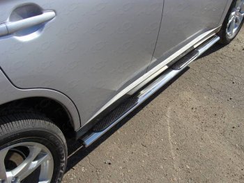 32 599 р. Пороги овальные с накладкой 75х42 мм ТСС Тюнинг  Mitsubishi Outlander  GF (2012-2014) (серые). Увеличить фотографию 1