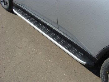 Пороги алюминиевые с пластиковой накладкой ТСС Тюнинг Mitsubishi Outlander GF дорестайлинг (2012-2014)