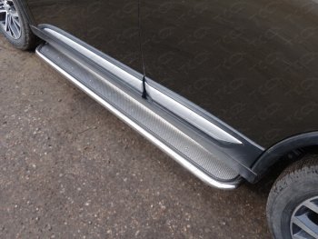 42 699 р. Пороги с площадкой 42,4 мм ТСС Тюнинг  Mitsubishi Outlander  GF (2015-2018) (нержавейка). Увеличить фотографию 1