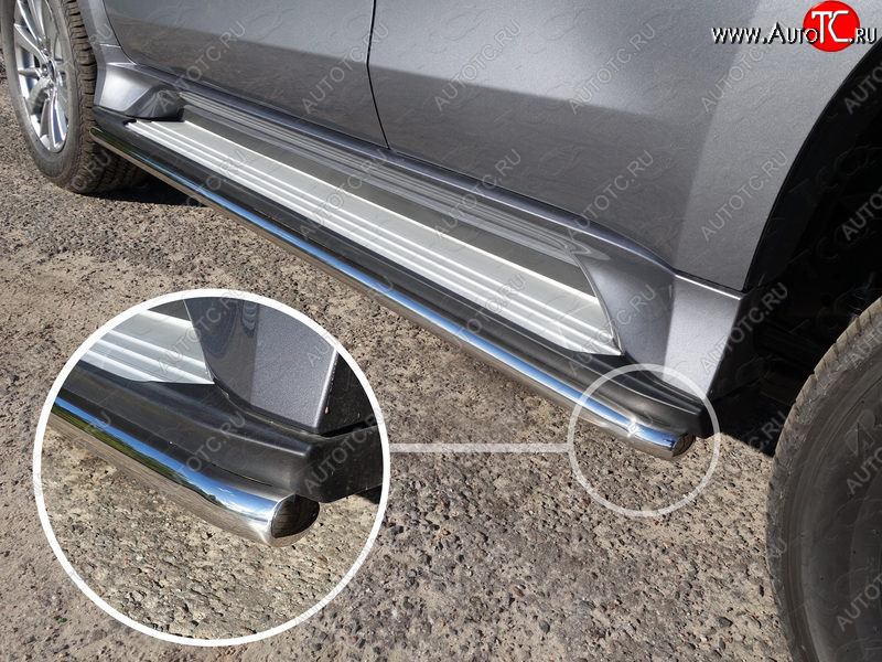 17 999 р. Защита порогов алюминий 42,4 мм, ТСС Тюнинг  Mitsubishi Pajero Sport  3 QE (2015-2021)