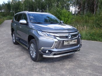 37 649 р. Защита переднего бампера нижняя с ДХО 76,1 мм ТСС Тюнинг  Mitsubishi Pajero Sport  3 QE (2015-2021) (нержавейка). Увеличить фотографию 1