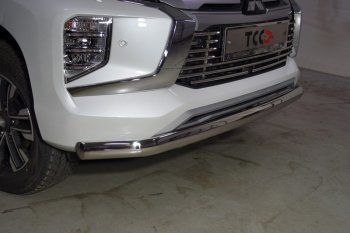 25 899 р. Защита переднего бампера нижняя овальная 75*42 мм ТСС Тюнинг  Mitsubishi Pajero Sport  3 QF (2019-2022) (нержавейка). Увеличить фотографию 1