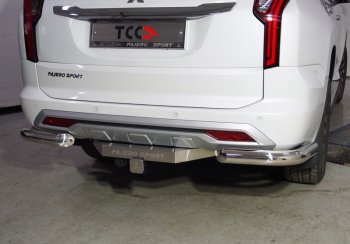 Защита задняя (уголки, нержавейка 76,1 мм) ТСС Тюнинг Mitsubishi Pajero Sport 3 QF рестайлинг (2019-2022)