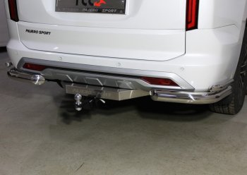 Защита заднего бампера (уголки двойные, d76.1/42.4 мм) TCC Mitsubishi Pajero Sport 3 QF рестайлинг (2019-2022)