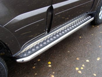 35 599 р. Пороги с площадкой 60,3 мм ТСС Тюнинг  Mitsubishi Pajero  4 V80 (2011-2014) (серые). Увеличить фотографию 1