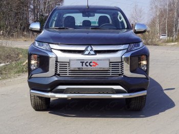 33 999 р. Защита переднего бампера нижняя с ДХО 76,1 мм ТСС Тюнинг  Mitsubishi L200  5 KK,KL (2018-2022) (нержавейка). Увеличить фотографию 1