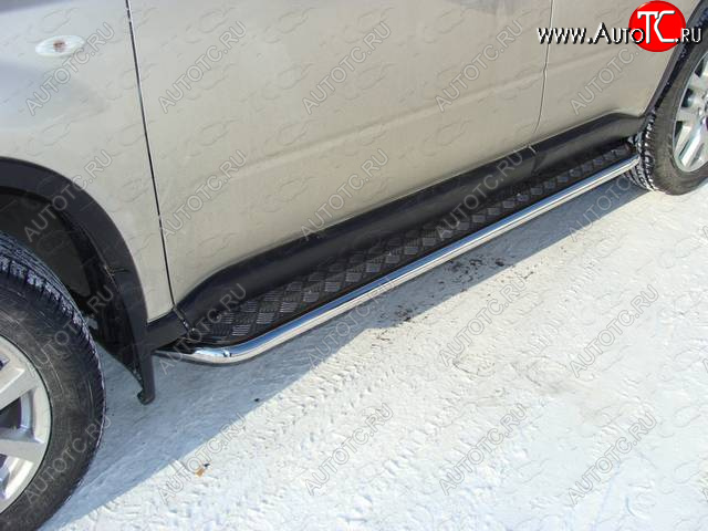 28 099 р. Пороги с площадкой 42,4 мм ТСС Тюнинг  Nissan X-trail  2 T31 (2010-2015) (серые)