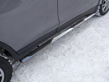34 749 р. Пороги овальные с накладкой 75х42 мм ТСС Тюнинг  Nissan X-trail  3 T32 (2013-2018) (серые). Увеличить фотографию 1