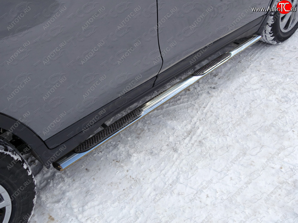 34 749 р. Пороги овальные с накладкой 75х42 мм ТСС Тюнинг  Nissan X-trail  3 T32 (2013-2018) (серые)
