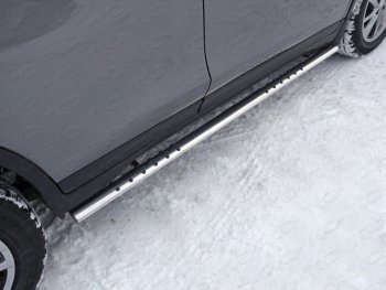 36 949 р. Пороги овальные с проступью 75х42 мм ТСС Тюнинг  Nissan X-trail  3 T32 (2013-2018) (серые). Увеличить фотографию 1
