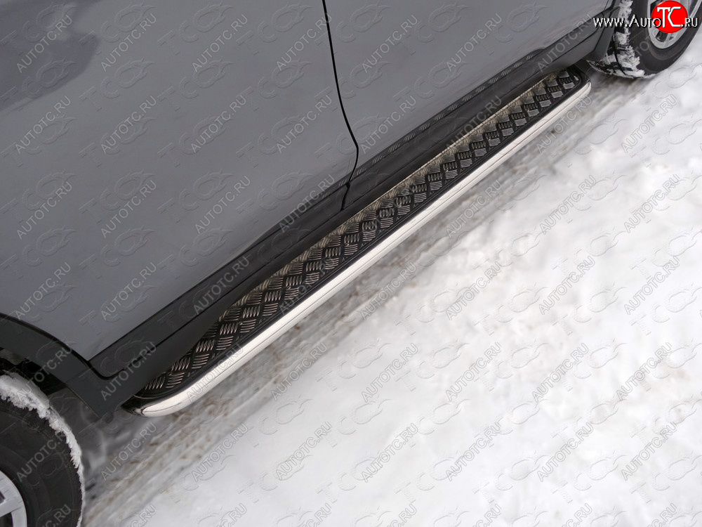 32 999 р. Пороги с площадкой 42,4 мм ТСС Тюнинг  Nissan X-trail  3 T32 (2013-2018) (серые)