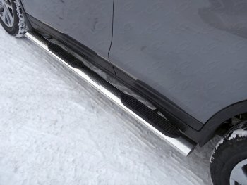 44 949 р. Пороги овальные с накладкой 120х60 мм, ТСС Тюнинг  Nissan X-trail  3 T32 (2013-2018) (серые). Увеличить фотографию 1