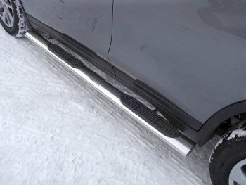 44 949 р. Пороги овальные с накладкой 120х60 мм, ТСС Тюнинг  Nissan X-trail  3 T32 (2017-2022) (серые). Увеличить фотографию 1
