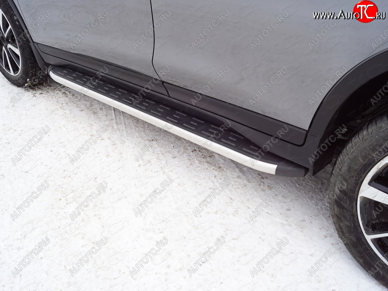 19 999 р. Пороги алюминиевые с пластиковой накладкой ТСС Тюнинг  Nissan X-trail  3 T32 (2017-2022) (серые)