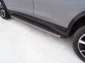 Пороги алюминиевые с пластиковой накладкой, ТСС Тюнинг Nissan X-trail 3 T32 рестайлинг (2017-2022)  (карбон серые)