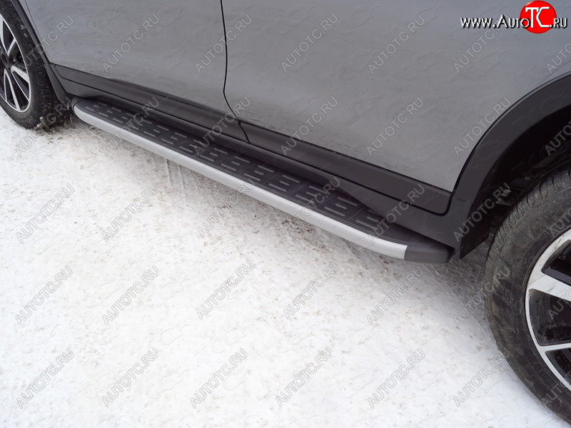 21 349 р. Пороги алюминиевые с пластиковой накладкой ТСС Тюнинг  Nissan X-trail  3 T32 (2017-2022) (серебро)
