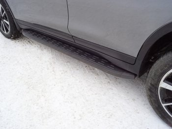 Пороги алюминиевые с пластиковой накладкой ТСС Тюнинг Nissan X-trail 3 T32 рестайлинг (2017-2022)  (карбон черные)