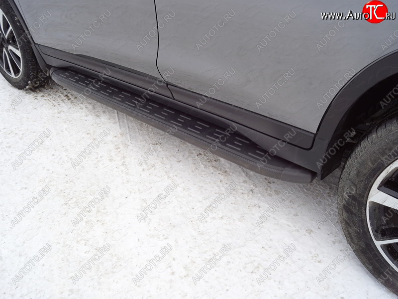 21 349 р. Пороги алюминиевые с пластиковой накладкой ТСС Тюнинг  Nissan X-trail  3 T32 (2017-2022) (карбон черные)