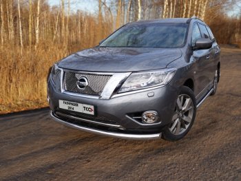 23 999 р. Защита переднего бампера нижняя d76,1 мм ТСС Тюнинг  Nissan Pathfinder  R52 (2012-2017) (нержавейка). Увеличить фотографию 1