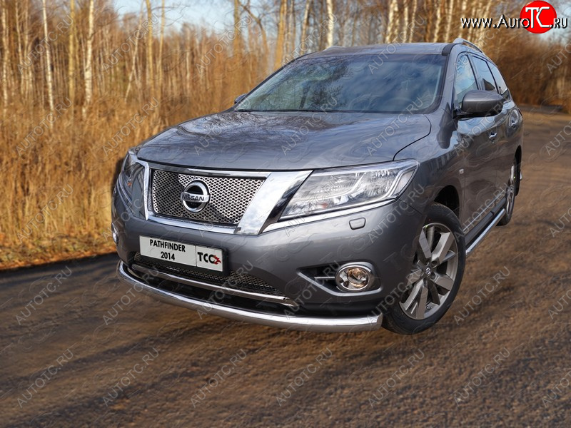 23 999 р. Защита переднего бампера нижняя d76,1 мм ТСС Тюнинг Nissan Pathfinder R52 дорестайлинг (2012-2017) (нержавейка)