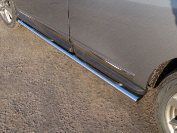 Пороги овальные с накладкой 120х60 мм, ТСС Тюнинг Nissan Pathfinder R52 дорестайлинг (2012-2017)  (серые)